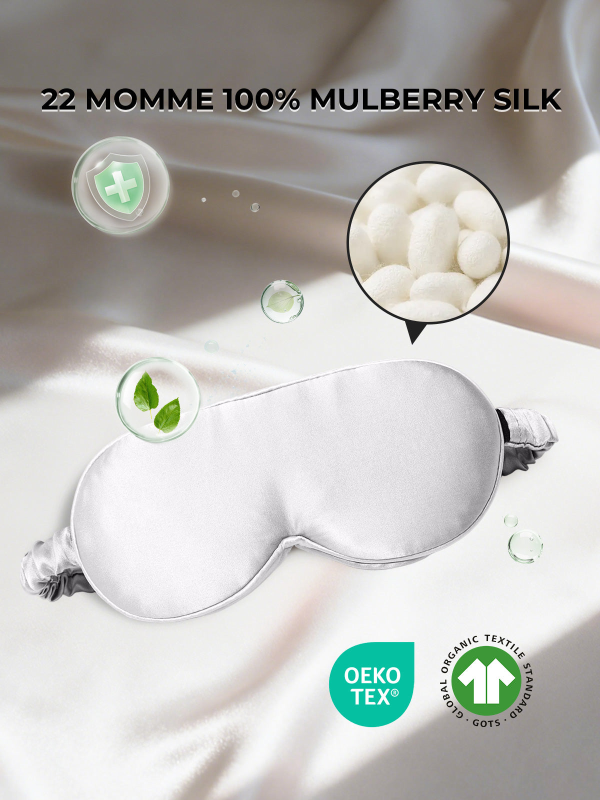 [Light Gray] SilkSilky-AU Pure Silk Eye Mask 002