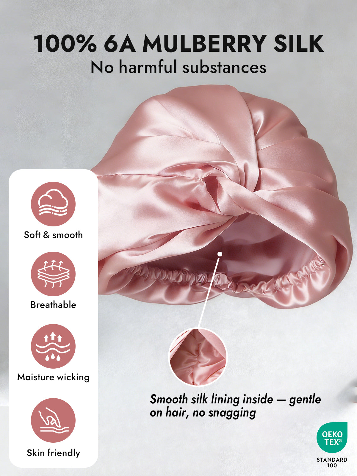 [Pink] SilkSilky-AU Pure Silk Sleep Cap 003