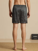 [Black Ginkgo] SilkSilky-AU Men's Sleep Shorts 002