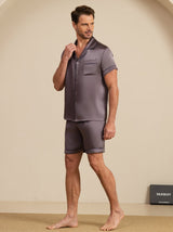[Purple Gray] SilkSilky-AU Short Sleeve Notch Collar Men's Pyjamas 004