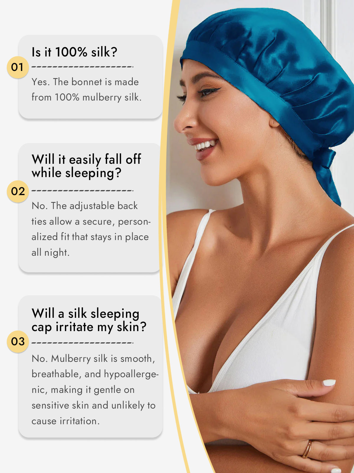 [Teal] SilkSilky-AU Pure Silk Sleep Cap 006