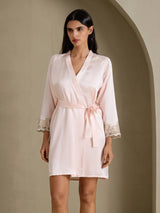 [Pink] SilkSilky-AU 3/4 Sleeve Women's Dressing Gown 003