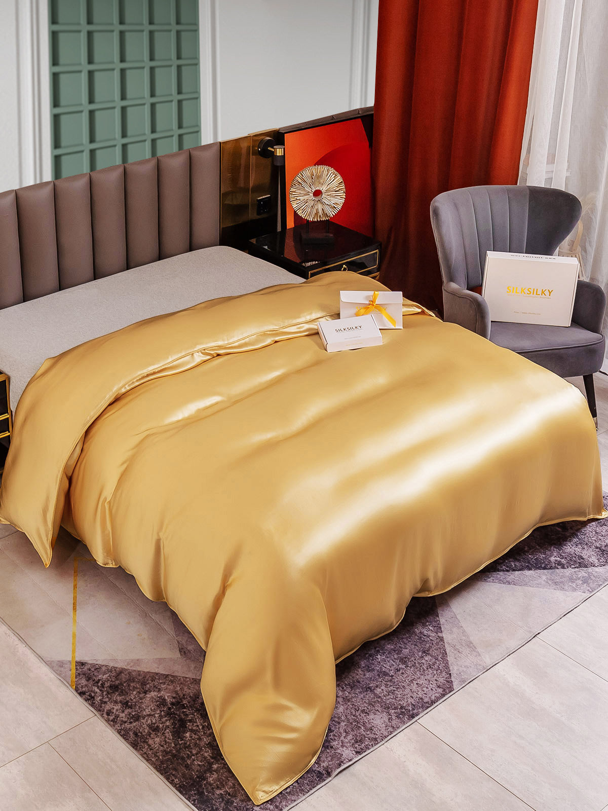 SilkSilky AU 25Momme Pure Silk Duvet Cover Champagne 004