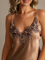 [Brown] SilkSilky-AU Sleeveless V Neck Nightgown 004