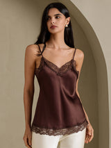 [Brown] SilkSilky-AU Spaghetti Strap V Neck Camisole 006