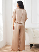[Champagne] SilkSilky-AU Half Sleeve Round Neck Women's Pyjamas 005