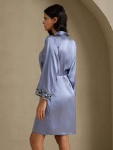 [Steel Blue] SilkSilky-AU 3/4 Sleeve Women's Dressing Gown 002