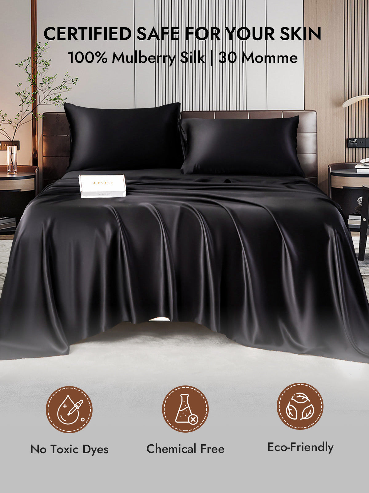 [Black] SilkSilky-AU 30Momme Pure Silk Pillowcase 007