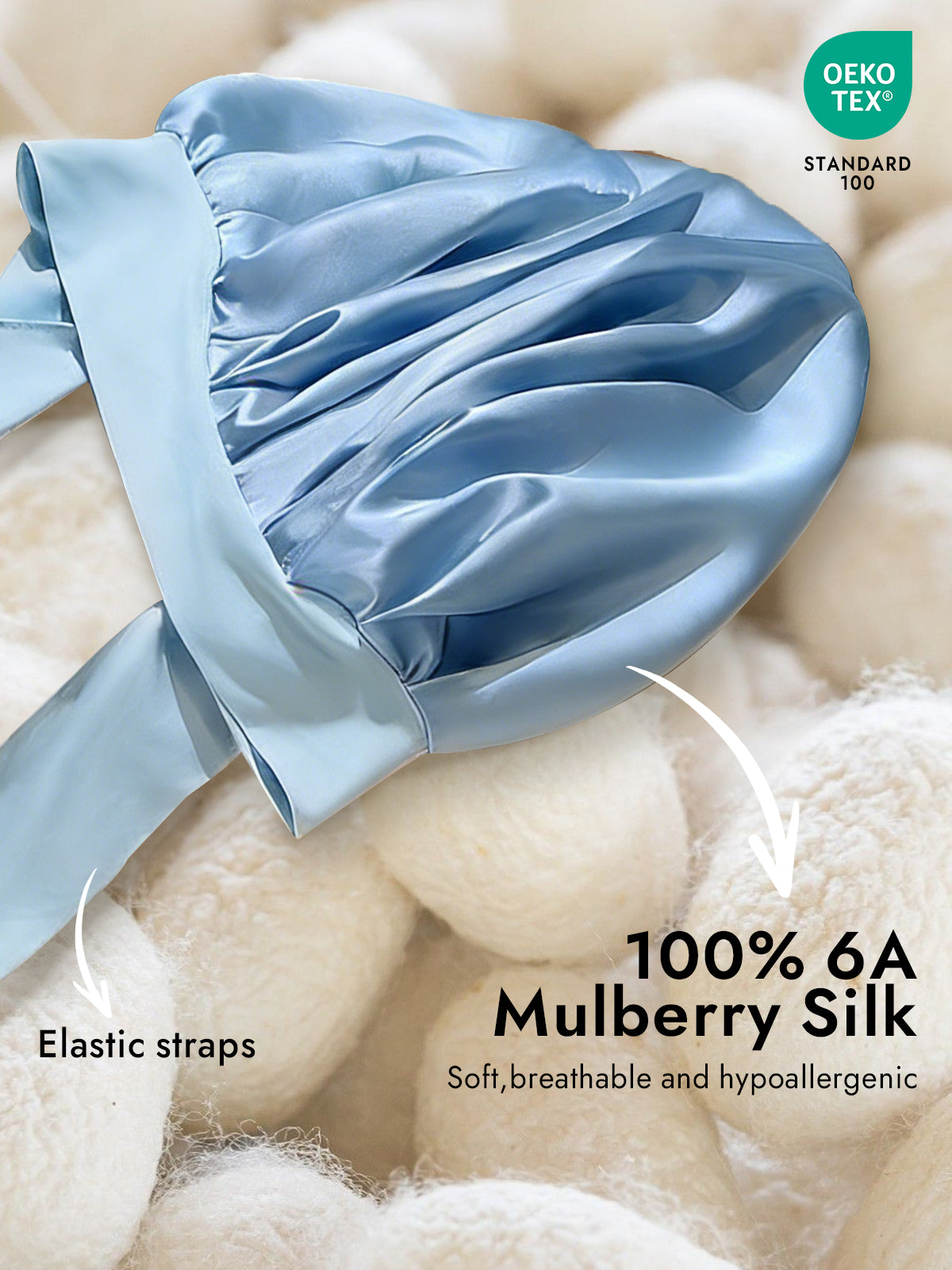 [Sky Blue] SilkSilky-AU Pure Silk Sleep Cap 002