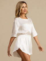 [White] SilkSilky-AU Short Sleeve Round Neck Women's Pyjamas 003