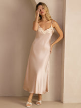 [Pink] SilkSilky-AU Spaghetti Strap V Neck Dress 006