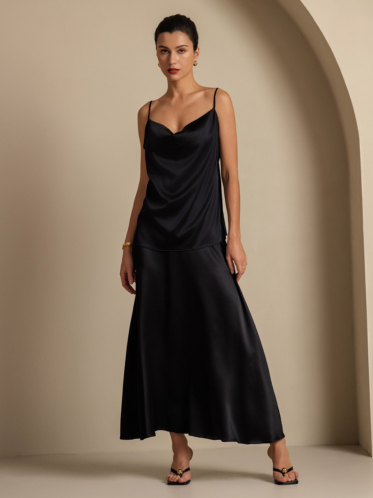 [Black] SilkSilky-AU 19Momme Silk Skirt 007