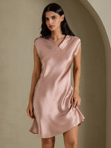 [Tuscany] SilkSilky-AU Cap Sleeve V Neck Dress 001