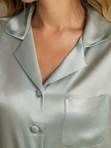 [Light Blue] SilkSilky-AU Pure Silk Notch Collar Women's Pyjamas 007,