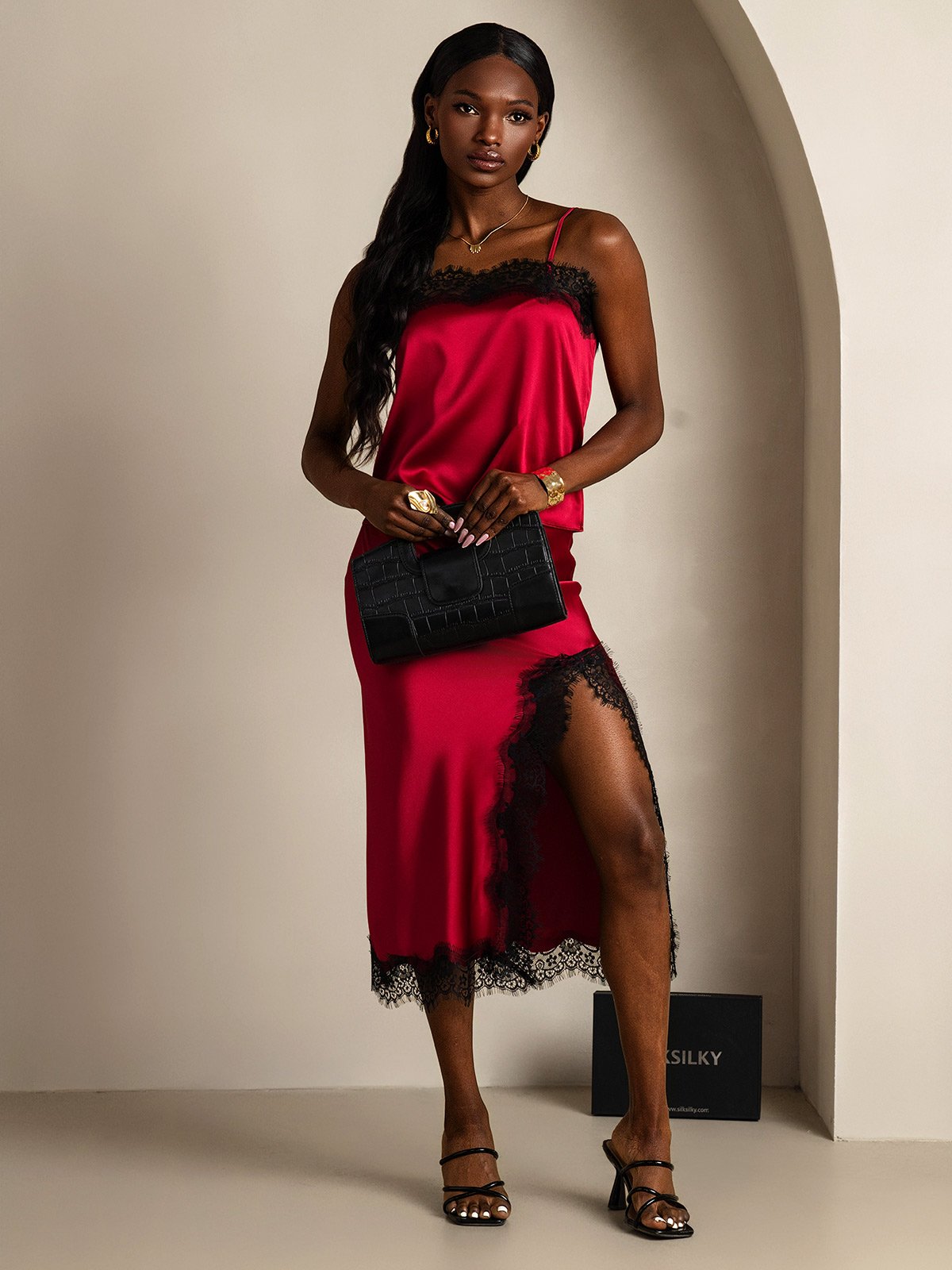SilkSilky-AU 19Momme Silk Camisole Set Wine 003