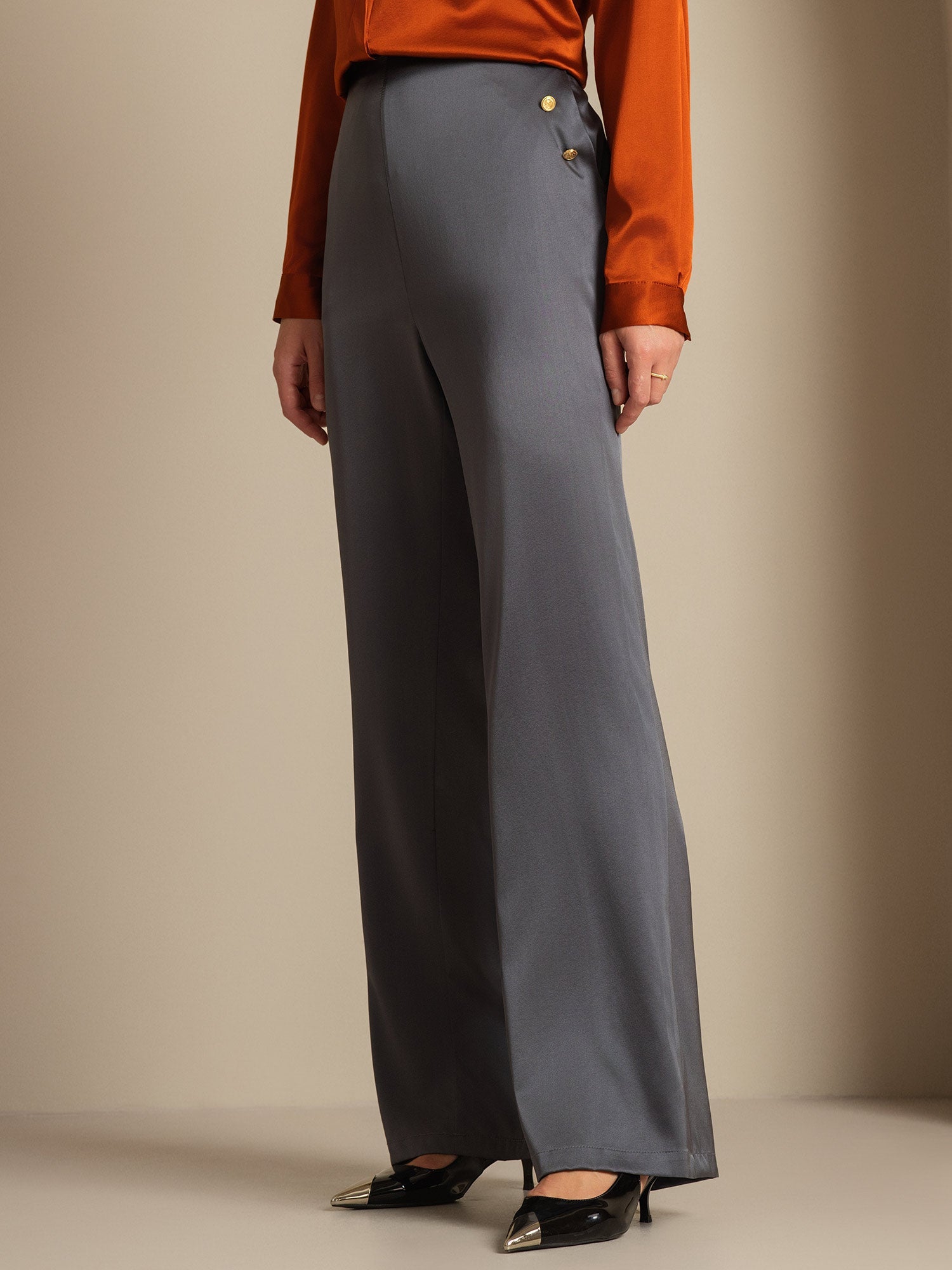 [Dark Gray] SilkSilky-AU 19Momme Silk Womens Pants 005,