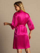 [Rose Red] SilkSilky-AU 3/4 Sleeve Women's Dressing Gown 002