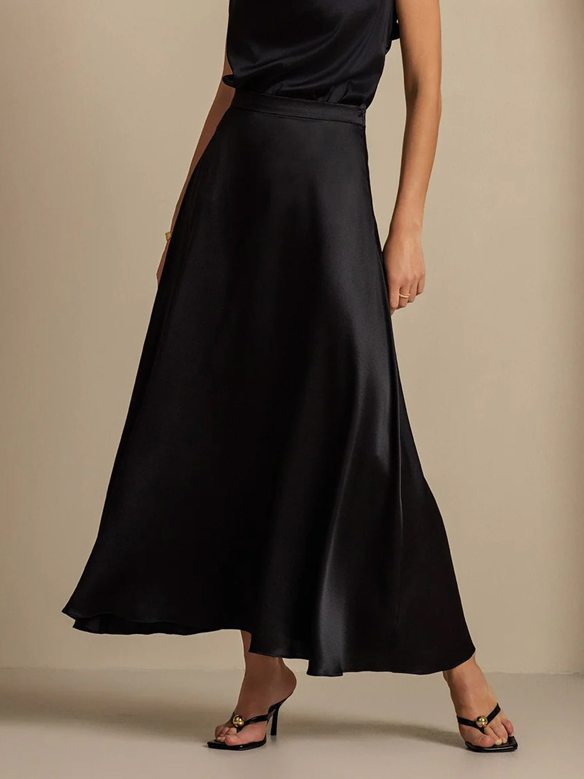 [Black] SilkSilky-AU 19Momme Silk Skirt 001,