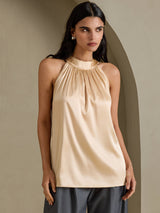 [Champagne] SilkSilky-AU Sleeveless Halter Women's T-Shirt 001