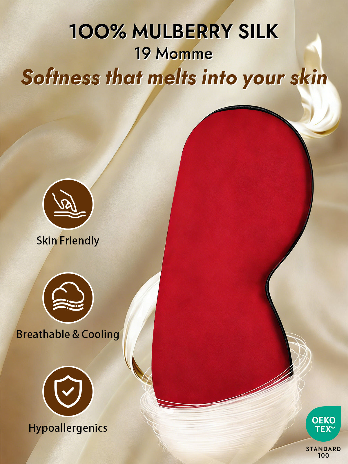 [Red] SilkSilky-AU 19Momme Pure Silk Eye Mask 003