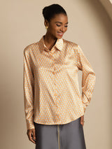 [Floral] SilkSilky-AU Long Sleeve Lapel Collar Women's Shirt 001