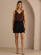 [Coffee] SilkSilky-AU Sleeveless V Neck Camisole 006