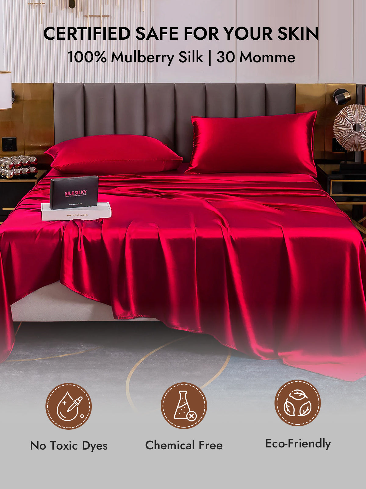 [Wine] SilkSilky-AU 30Momme Pure Silk Pillowcase 007