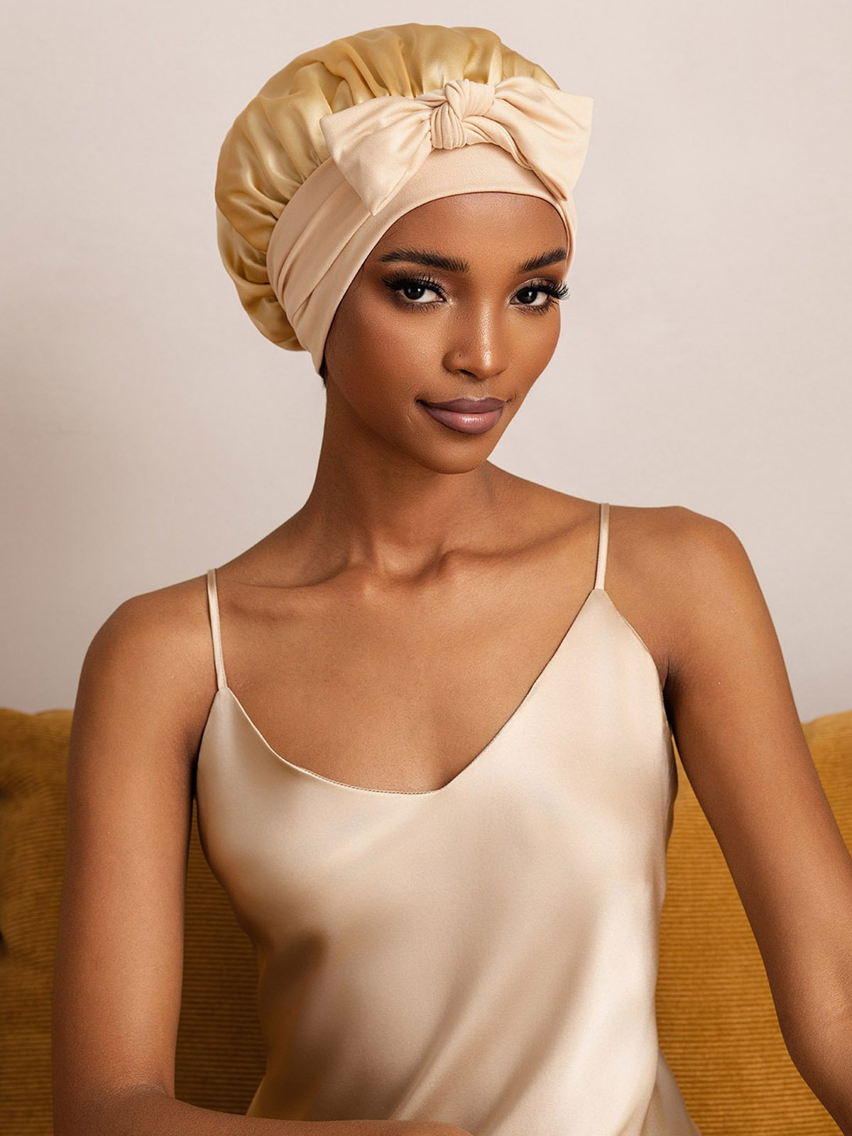 SilkSilky-AU Pure Silk Sleep Cap Champagne 003