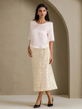 [Pink] SilkSilky-AU Half Sleeve Women's T-Shirt 006