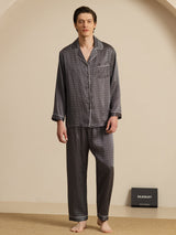 [Black Ginkgo] SilkSilky-AU 19Momme Long Sleeve Notch Collar Men's Pyjamas 007
