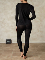 [Black] SilkSilky-AU Long Sleeve Round Neck Women's Long Johns 002