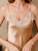 [Champagne] SilkSilky-AU 3/4 Sleeve V Neck Nightgown&Dressing Gown Set 007