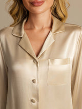 [Champagne] SilkSilky-AU Long Sleeve Lapel Collar Women's Pyjamas 008