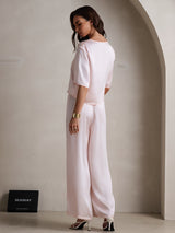 [Pink] SilkSilky-AU Half Sleeve Round Neck Women's Pyjamas 002