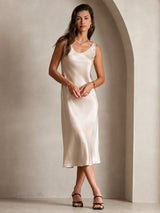 [Beige] SilkSilky-AU Sleeveless Dress 004