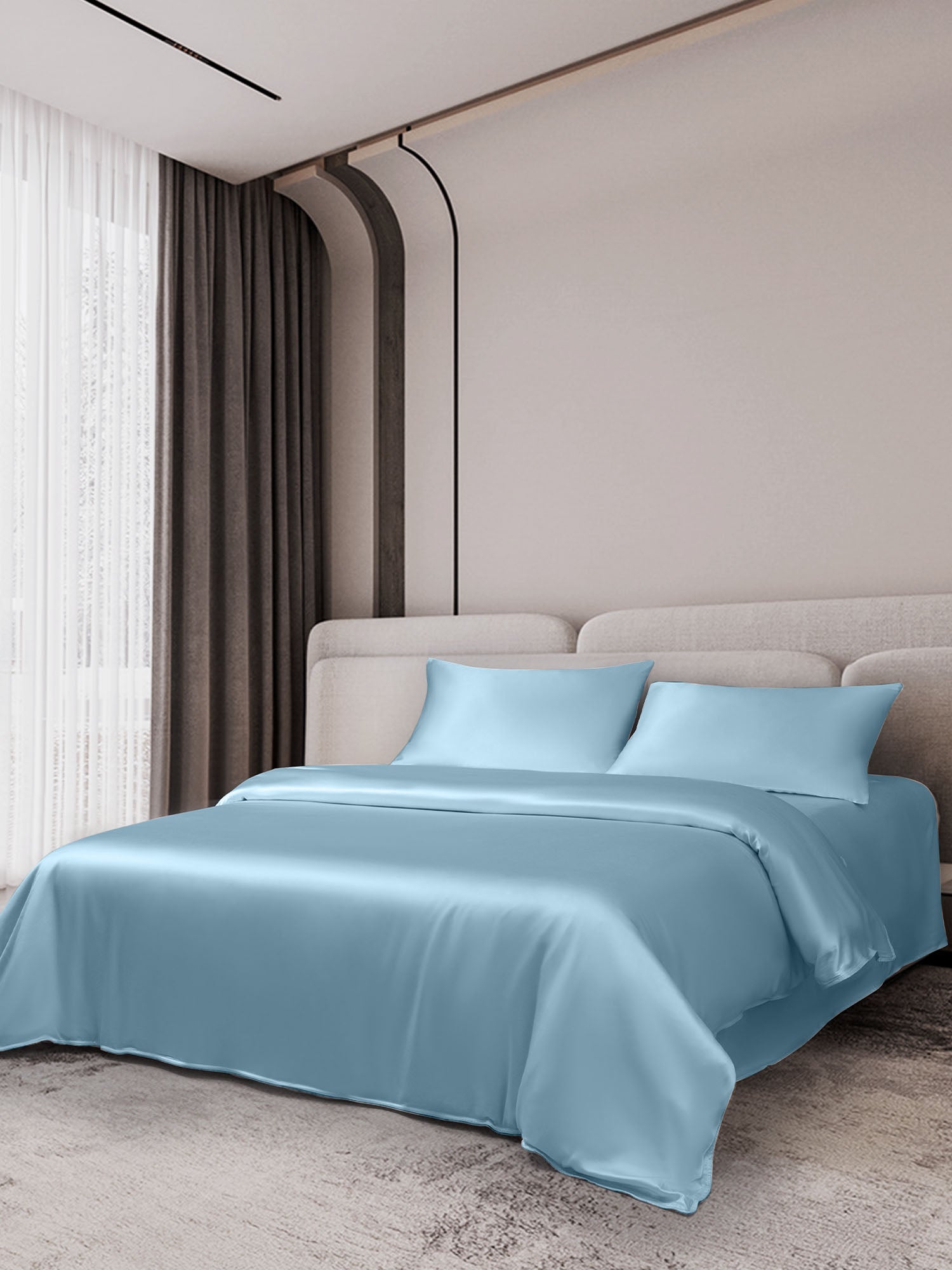 [Light Blue] SilkSilky-AU 19Momme Bedding Set 002