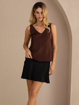 [Coffee] SilkSilky-AU Sleeveless V Neck Camisole 005