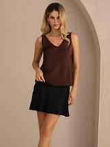 [Coffee] SilkSilky-AU Sleeveless V Neck Camisole 005