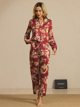 [Wine Dragon] SilkSilky-AU Long Sleeve Lapel Collar Women's Pyjamas 007