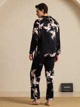 [Black] SilkSilky-AU Long Sleeve Lapel Collar Men's Pyjamas 002