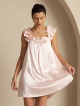 [Pink] SilkSilky-AU Sleeveless Square Neck Nightgown 005