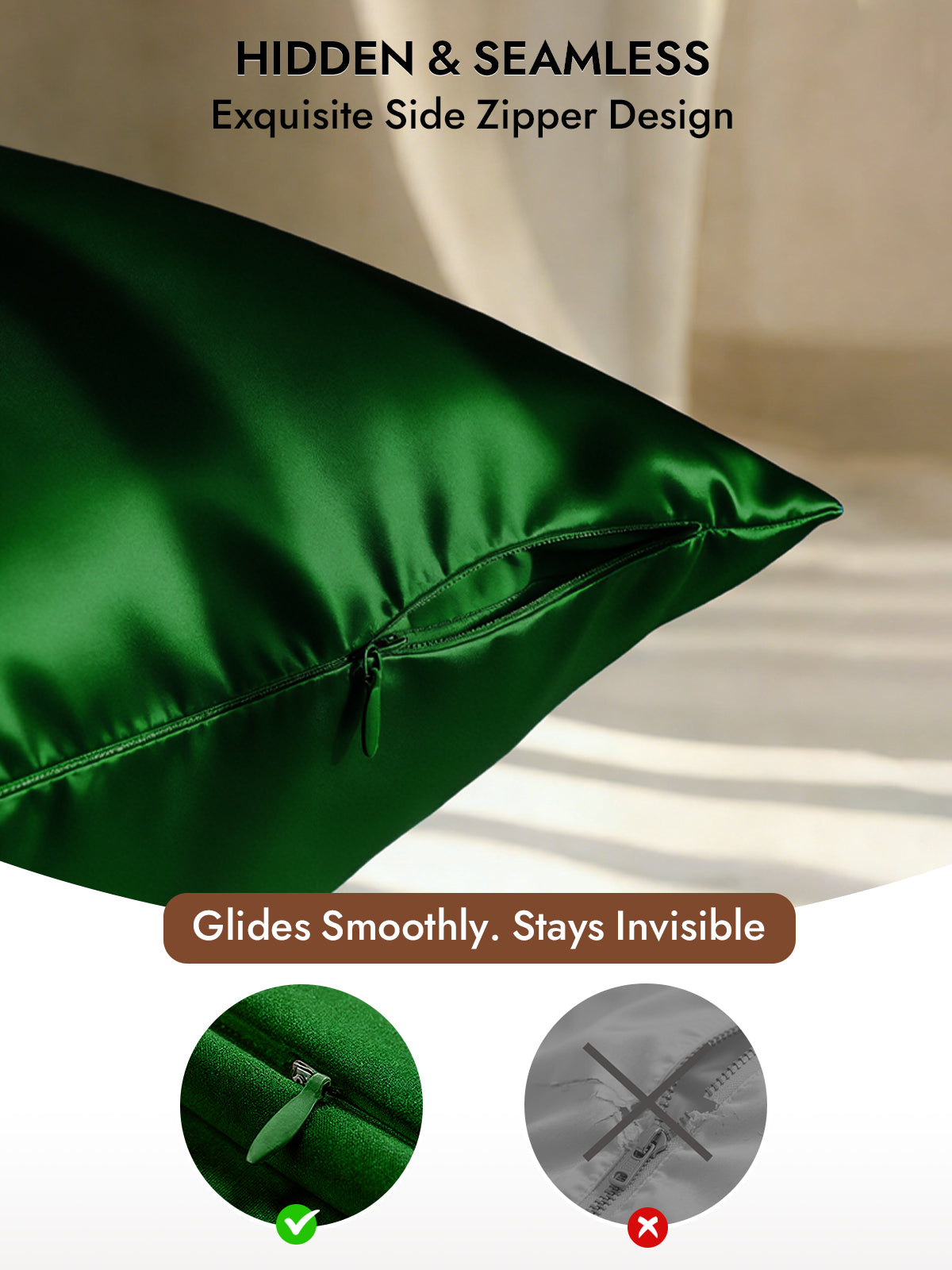 [Dark Green] SilkSilky-AU 30Momme Pure Silk Pillowcase 006