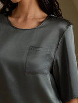 [Dark Gray] SilkSilky-AU Half Sleeve Women's T-Shirt 004