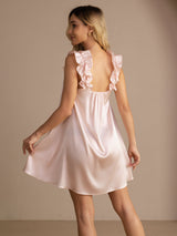 [Pink] SilkSilky-AU Sleeveless Square Neck Nightgown 002