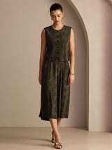 [Pine Vintage] SilkSilky-AU Sleeveless Crew Neck Women's Outfit Sets 005