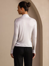 [Gray] SilkSilky-AU Long Sleeve Wrap Women's Blouse 002