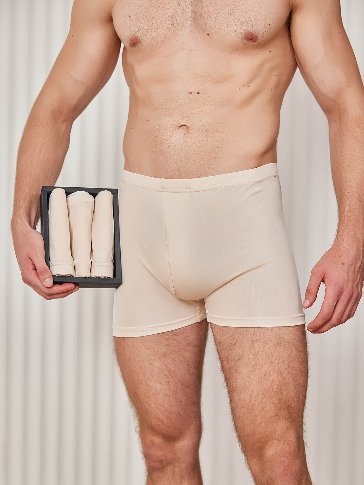 SilkSilky AU Silk Knitted Mens Underwear Beige 003