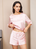 SilkSilky AU Pure Silk Short Sleeve Womens Pajamas Pink 001