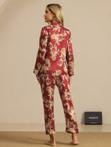 [Wine Dragon] SilkSilky-AU Long Sleeve Lapel Collar Women's Pyjamas 002