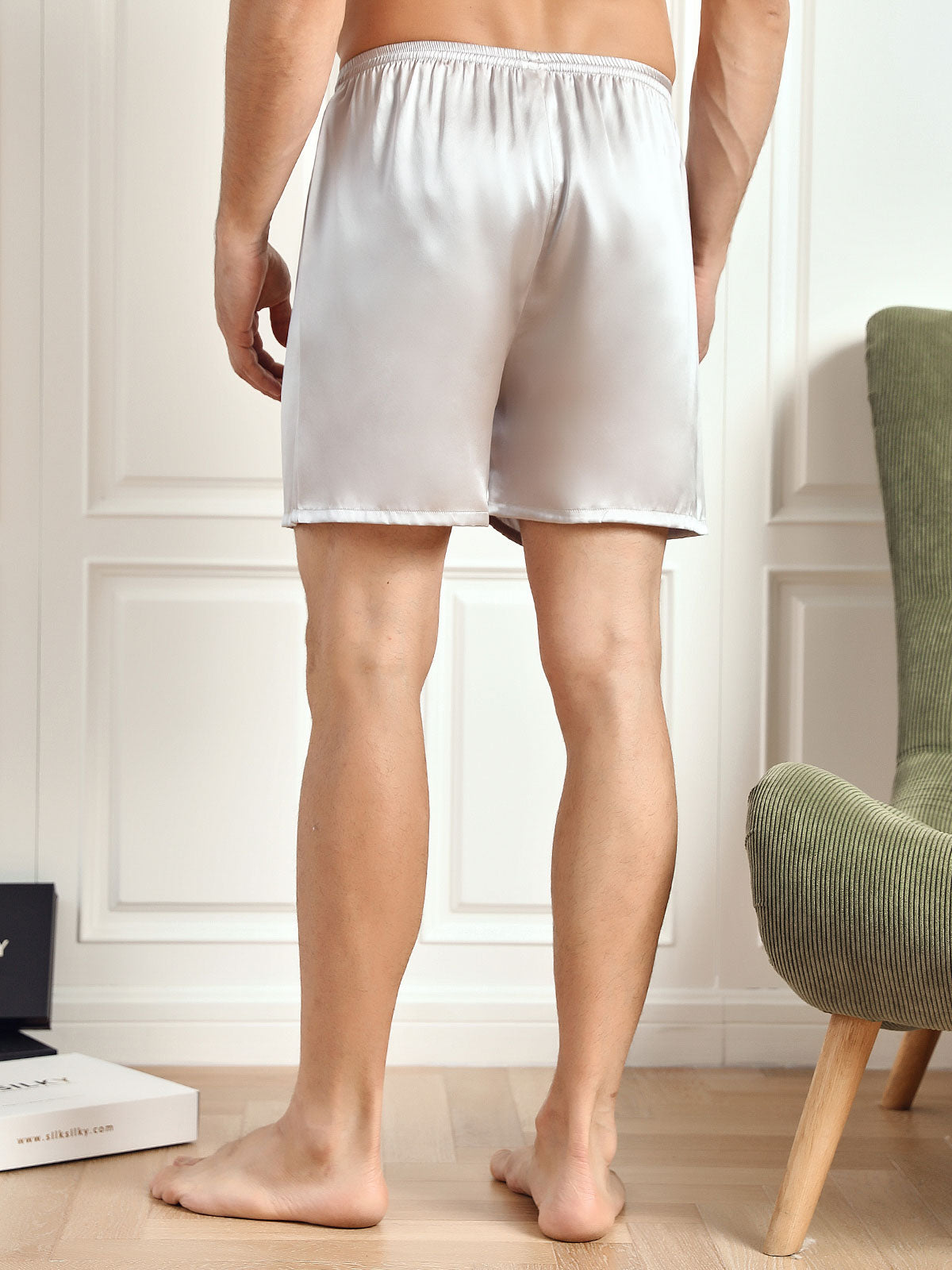 [Silver] SilkSilky-AU 19Momme Pure Silk Mens Sleep Bottoms 002